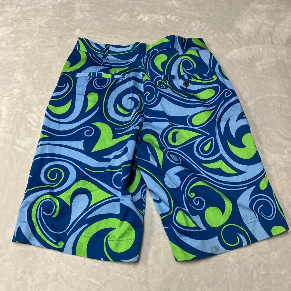 Loudmouth Golf Shorts Psychedelic Swirl Blue Green Paisley Men 32